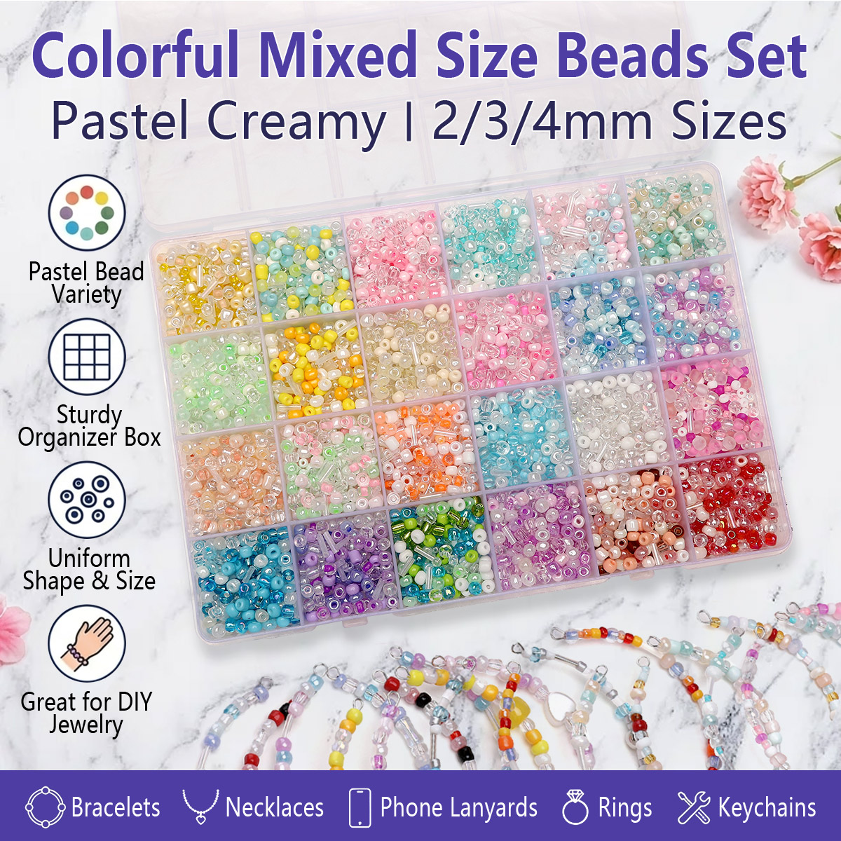 24 Grid Mixed Size Glass Seed  – Jewelry Making Online Bewertung und Preis