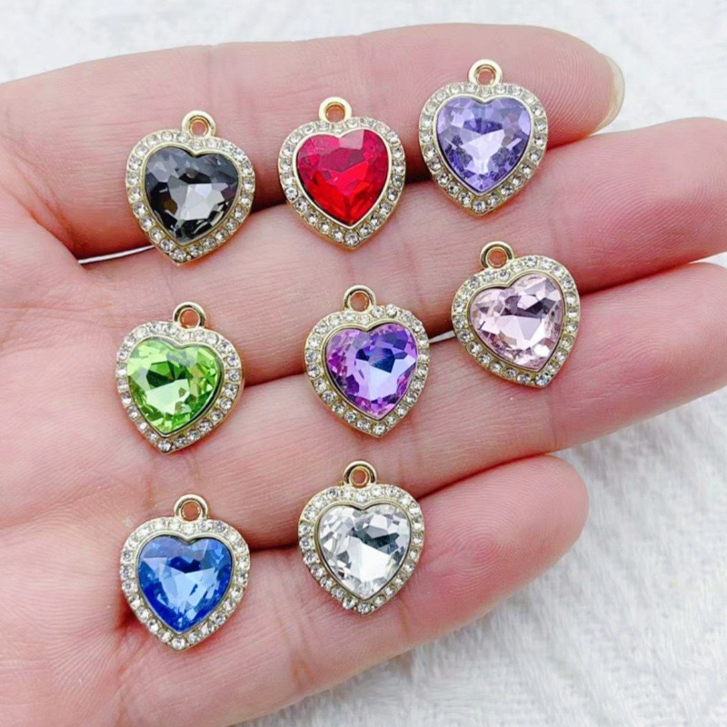 10pcs heart-shaped inlaid colo – Jewelry Making Earrings Bewertung und Preis