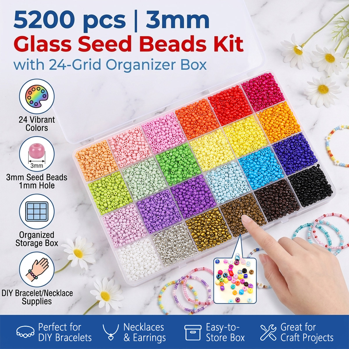 5200pcs 3mm Glass Seed Beads K – Jewelry Making Online Bewertung und Preis