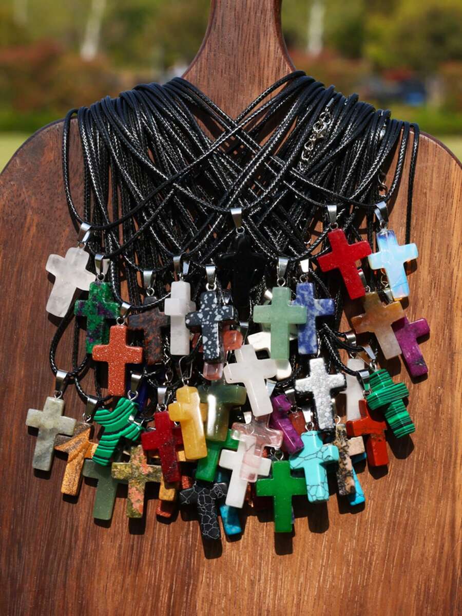24pcs Natural Stone Cross Pend – Jewelry Making Party For Adults Bewertung und Preis
