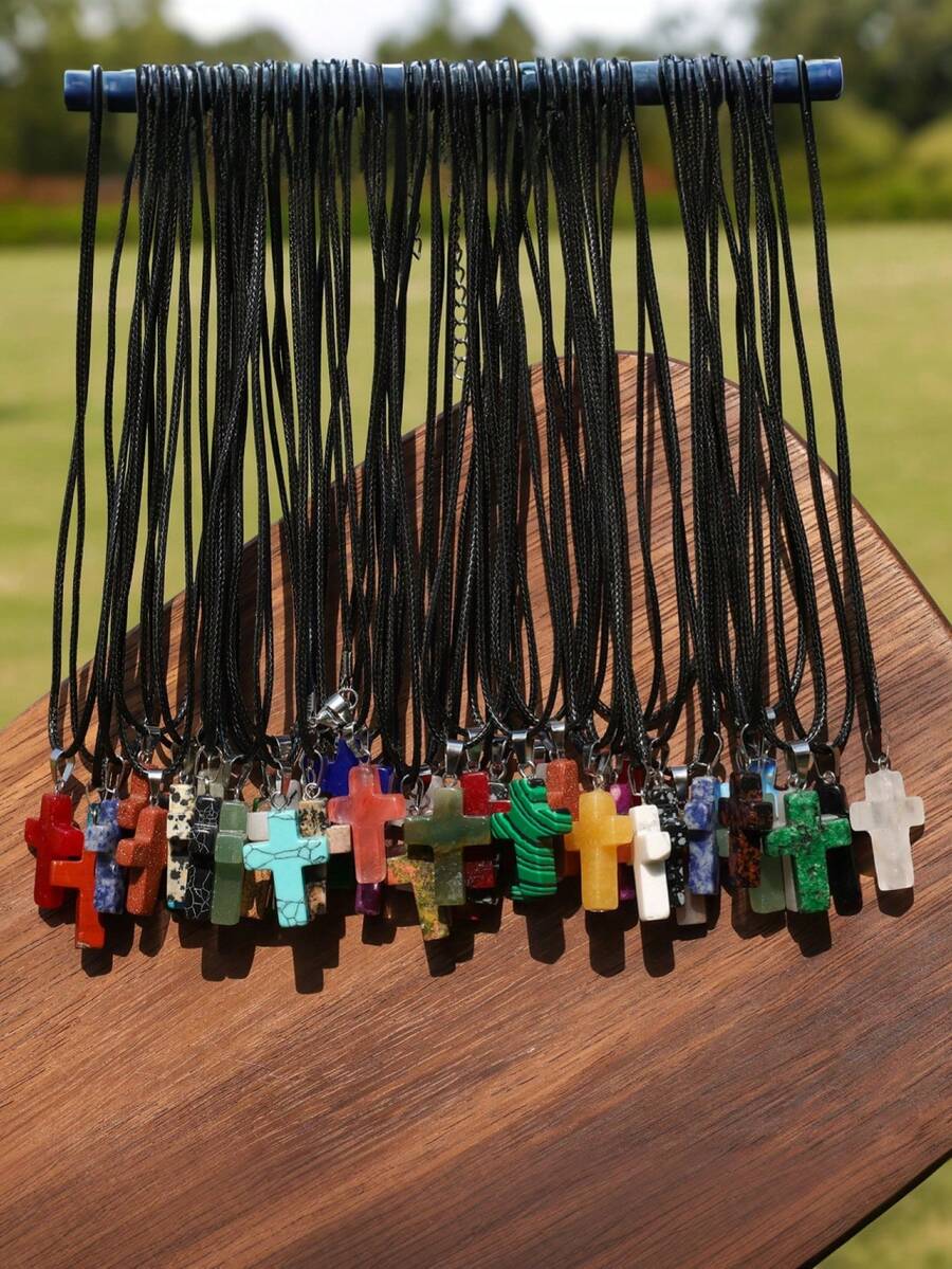 24pcs Natural Stone Cross Pend – Jewelry Making Party For Adults Bewertung und Preis