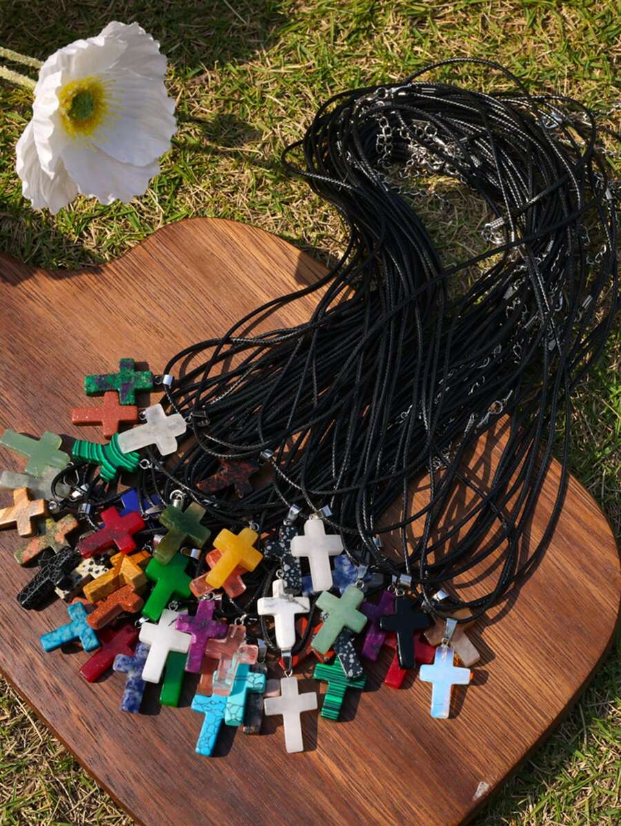 24pcs Natural Stone Cross Pend – Jewelry Making Party For Adults Bewertung und Preis